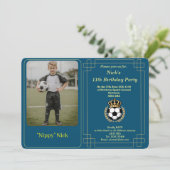 Custom Photo Child Soccer Birthday Invitation Card シーズンカード (スタンド正面)