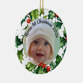 custom photo Christmas holly  ceramic ornament セラミックオーナメント (右)