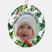 custom photo Christmas holly  ceramic ornament セラミックオーナメント (左)