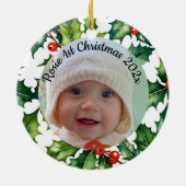 custom photo Christmas holly  ceramic ornament セラミックオーナメント (裏面)