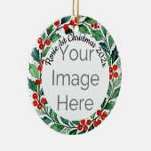 custom photo Christmas holly  ceramic ornament セラミックオーナメント (右)