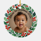custom photo christmas holly  ceramic ornament セラミックオーナメント (裏面)