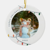 Custom Photo Christmas Ornament with Lights セラミックオーナメント (正面)
