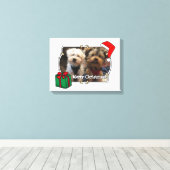 Custom Photo Christmas Santa Hat Pet HO HO HO キャンバスプリント (インサイチュ (ウッドフロア))