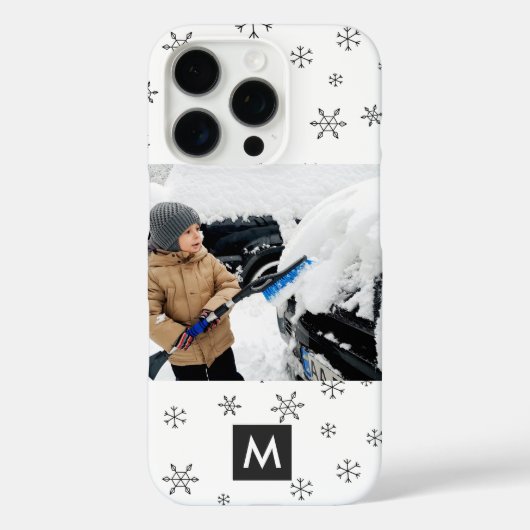 Custom Photo Christmas Snowflakes Monogram Case-Mate iPhoneケース (裏面)
