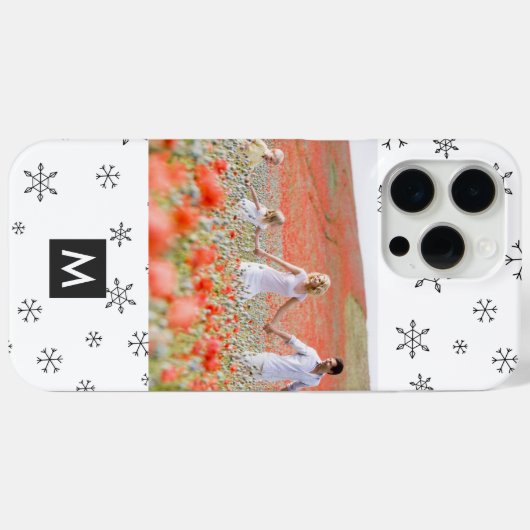 Custom Photo Christmas Snowflakes Monogram Case-Mate iPhoneケース (裏面 (横))