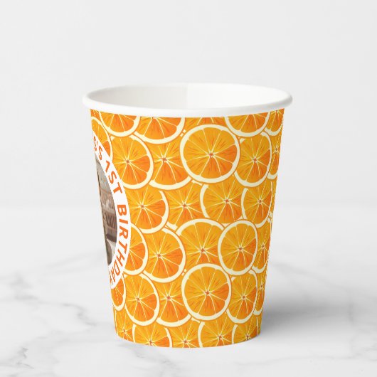 Custom Photo & Citrus Birthday  紙コップ (左)