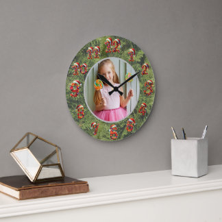 Custom Photo Clock | Gift for Christmas ラージ壁時計