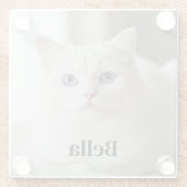 Custom photo coaster with snow white cat ガラスコースター (裏面)