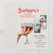 Custom Photo Cocktail  40th Birthday Invitation セーブザデート (正面/裏面)