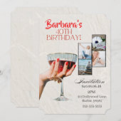 Custom Photo Cocktail  40th Birthday Invitation セーブザデート (正面/裏面)
