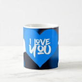 Custom Photo Coffee Mug with Blue Heart Design コーヒーマグカップ (中央)