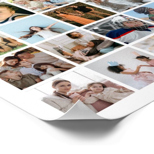 Custom Photo Collage 100 Pictures Square Grid ポスター (角)