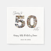Custom Photo Collage 50th Birthday Party Napkins  スタンダードカクテルナプキン (正面)