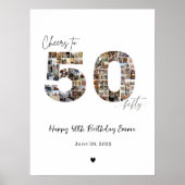Custom Photo Collage 50th Birthday Poster Gift ポスター (正面)