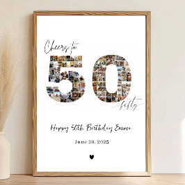 Custom Photo Collage 50th Birthday Poster Gift ポスター