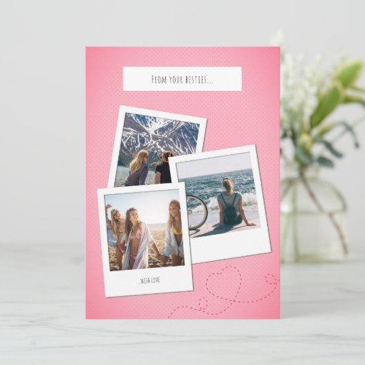 Custom Photo Collage Card + Inspirational Message シーズンカード (スタンド正面)