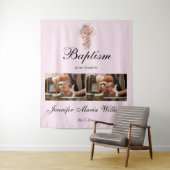 Custom Photo Collage Christening Baptism Backdrop タペストリー (インサイチュ)