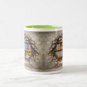 Custom Photo Collage Cracked Wall Bookshelf ツートーンマグカップ (中央)