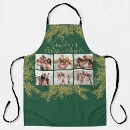 Custom Photo Collage Elegant Grandma's Christmas エプロン