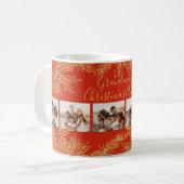Custom Photo Collage Elegant Grandma's Christmas コーヒーマグカップ (正面左)