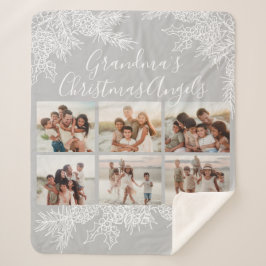 Custom Photo Collage Elegant Grandma's Christmas シェルパブランケット