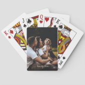 Custom Photo Collage Family Name Black Poker Cards トランプ (裏面)