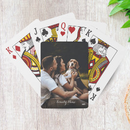Custom Photo Collage Family Name Black Poker Cards トランプ