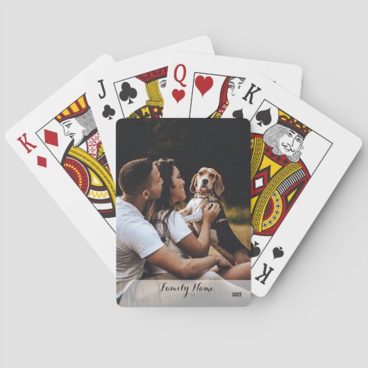 Custom Photo Collage Family Name white Poker Cards トランプ (裏面)