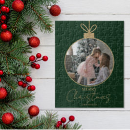 custom photo collage Merry Christmas bauble ジグソーパズル