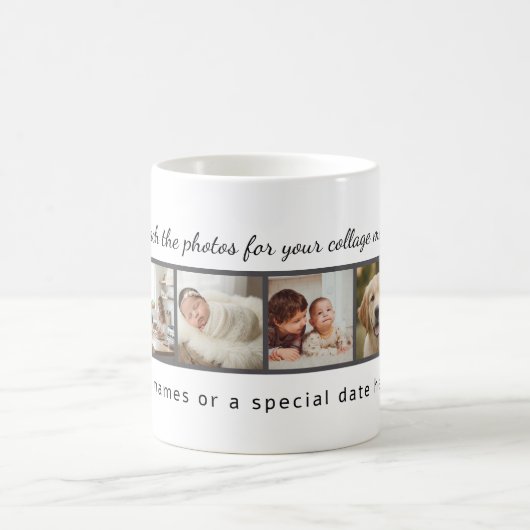 Custom Photo Collage Mug – Your Photo & Your Text  コーヒーマグカップ (中央)