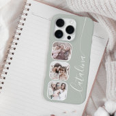 Custom Photo Collage Personalized Sage Green iPhoneケース