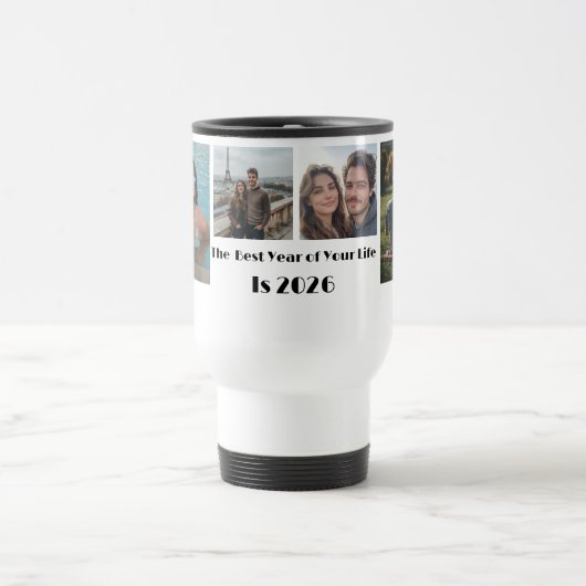 Custom Photo Collage & Personalized Text Stainless トラベルマグ (中央)