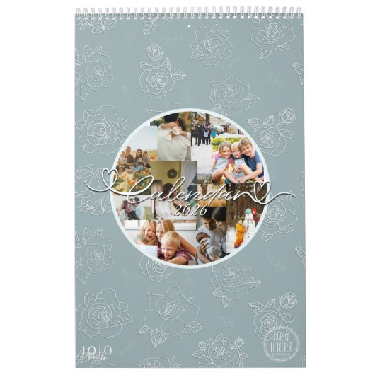 Custom photo collage Rose Line Art 2026 カレンダー (カバー)