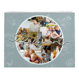 Custom photo collage Rose Line Art 2026 カレンダー