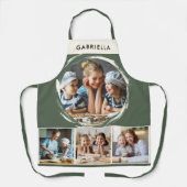 Custom Photo Collage Sage Green Kitchen エプロン (正面)