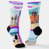 Custom Photo Collage Socks Personalized Text ソックス (傾斜あり)
