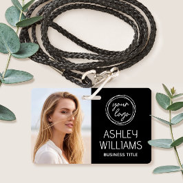 Custom Photo Company Logo Name Employee Black ID バッジ