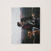 Custom Photo Couple Romantic Script Keepsake ジグソーパズル (縦)