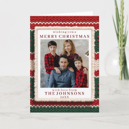 Custom Photo Cozy Knitted Sweater Frame Greeting カード (正面)