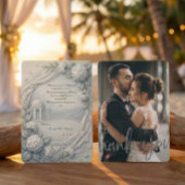 Custom Photo Cream Hydrangea Neoclassical Wedding サンキューカード