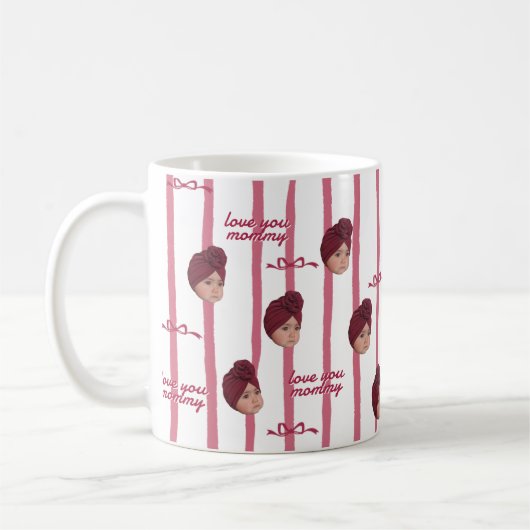 Custom Photo Cute Bow Pattern Mug for Father's Day コーヒーマグカップ (左)