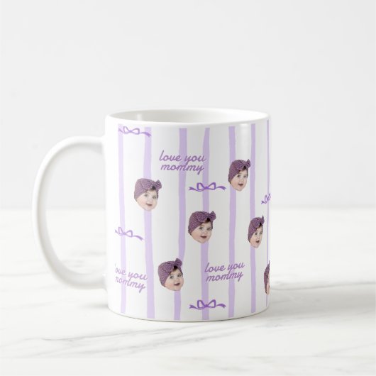 Custom Photo Cute Bow Pattern Mug for Father's Day コーヒーマグカップ (左)