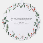 Custom Photo Cute Hand Drawn Holiday Foliage オーナメントカード (裏面)