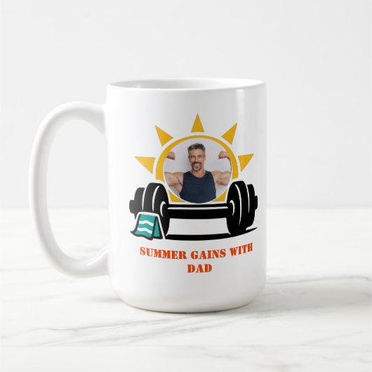 Custom photo Dad's Summer Barbell Father's Day コーヒーマグカップ (左)
