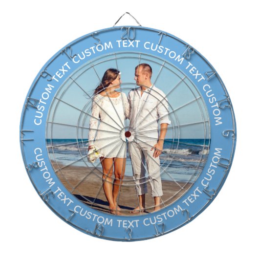 Custom Photo Dartboard & Text - NAVY BLUE Surround ダーツボード (正面)