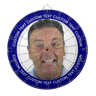 Custom Photo Dartboard & Text - NAVY BLUE Surround ダーツボード