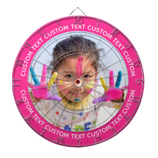 Custom Photo Dartboard & Text - PINK Surround ダーツボード