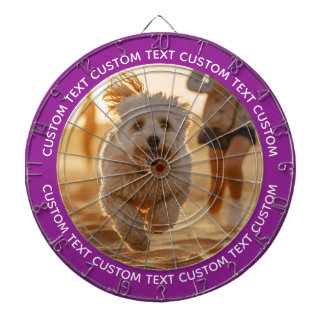 Custom Photo Dartboard & Text - PURPLE Surround ダーツボード