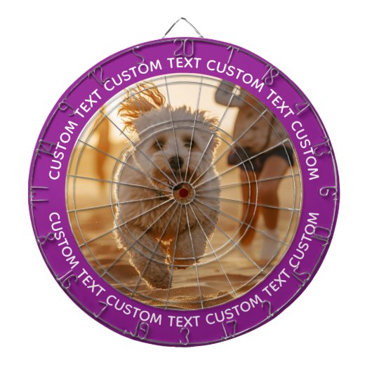 Custom Photo Dartboard & Text - PURPLE Surround ダーツボード (正面)